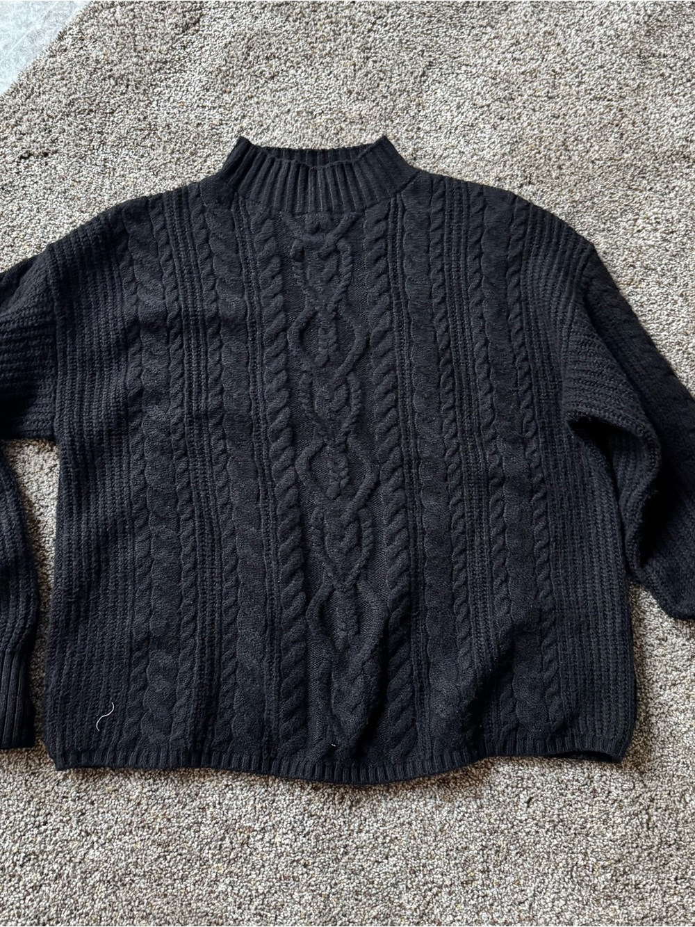 Old Navy Black Cable-Knit Mock Neck Sweater
